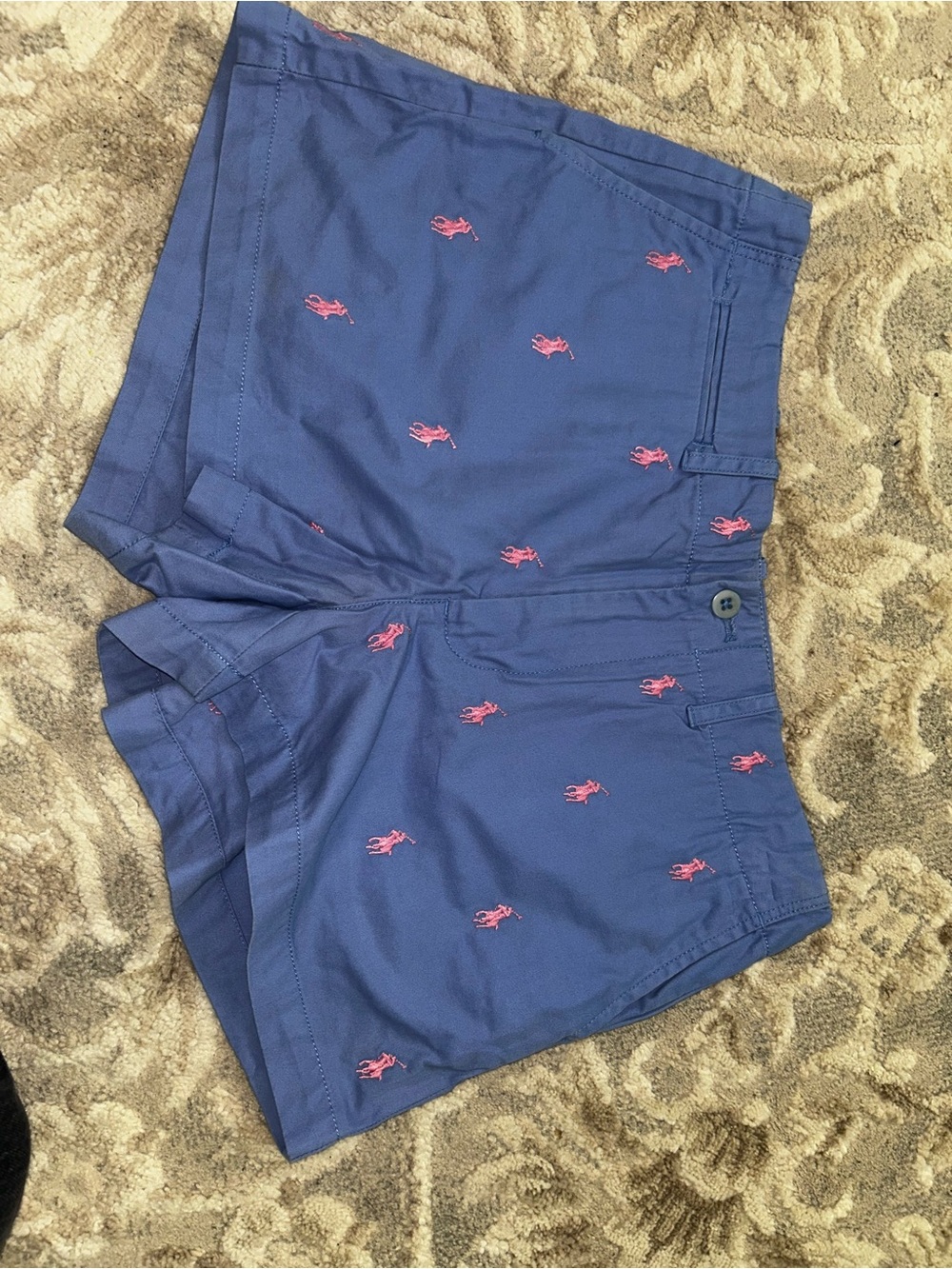 Ralph Lauren Navy Shorts with Pink Pony Embroidery